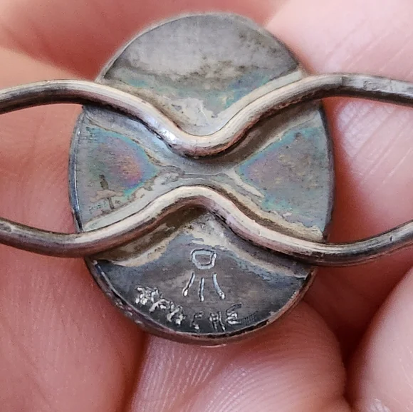 Vintage Native American Black/Blue Tigers Eye and Onyx Cuff Bracelet - Picture 7 of 12